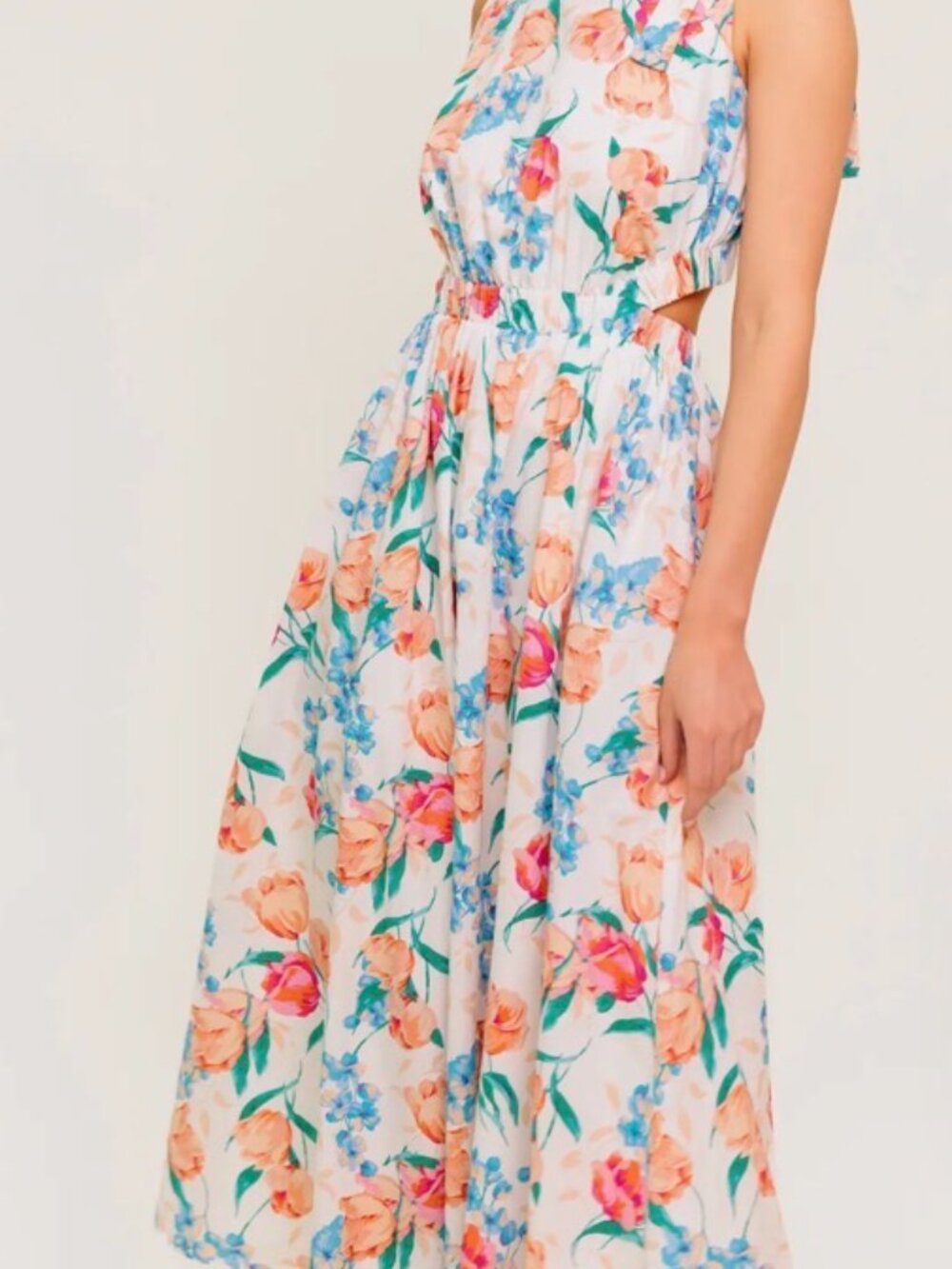 NWT Flying Tomato Floral Tie Strap Midi Fit & Flare Dress. Size M - Picture 3 of 14